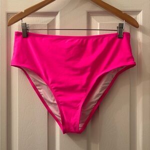 Hot Pink High Waist Bikini Bottoms